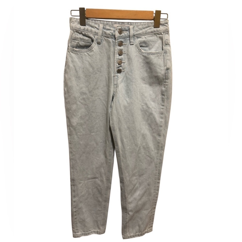 Vervet Women’s Light Wash Denim Mom Jeans Emma Button Fly 100% Cotton Sz 24